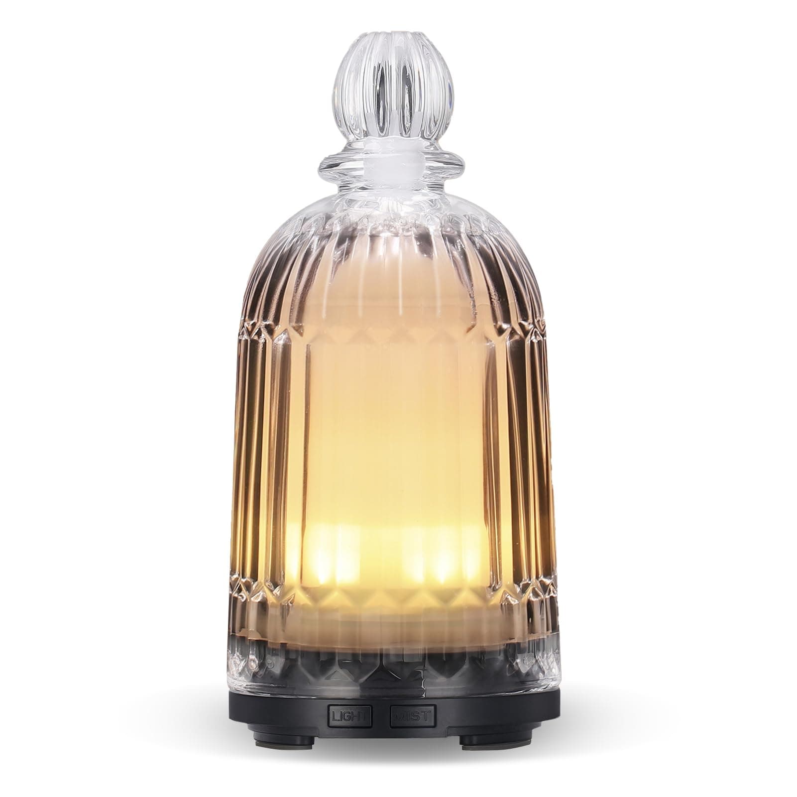 Glass Oil Diffuser, Ultrasonic Aromatherapy Essential Oil diffuser with Adjustable Mist Mode, Safety Waterless Auto Shut-off and 7-color LED Night Lights for Woman Home Office Baby