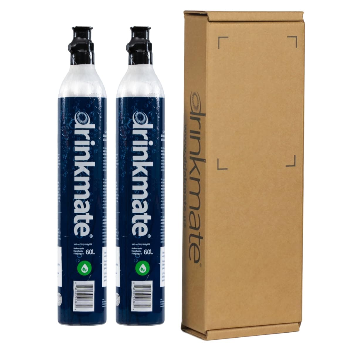 Drinkmate Threaded 60L CO2 Exchange Carbonation Cylinders, Compatible w/SodaStream (Screw-In), Aarke, Ninja Thirsti, 14.5 Oz, Cartridge Gas Canister Refill (Set of 2)