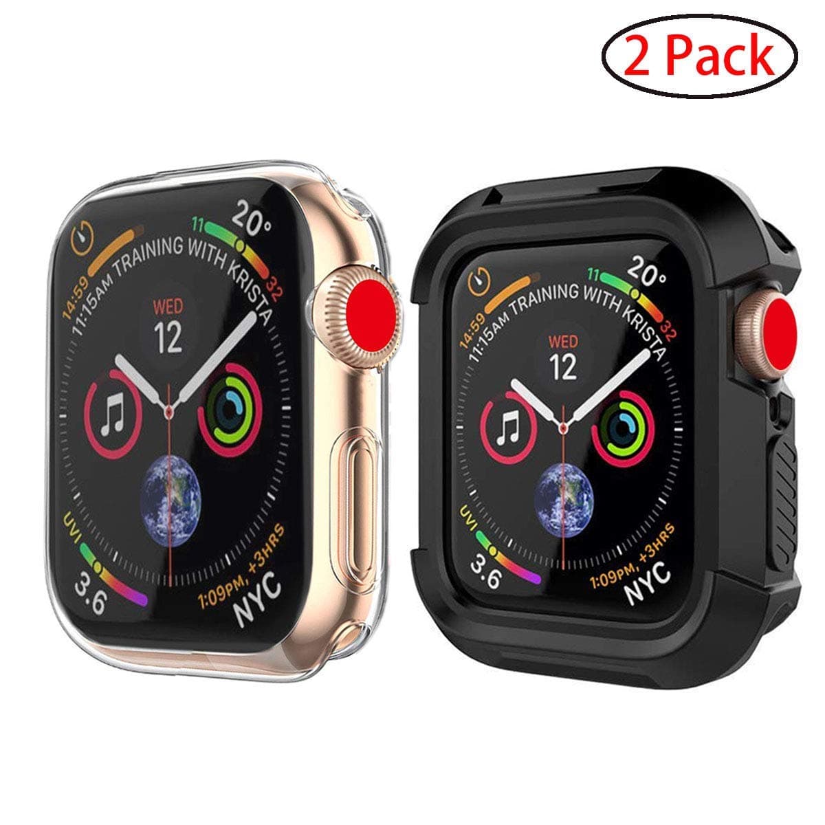 Doboli Compatible for Apple Watch Screen Protector Series 3 Series 2 42mm Case for iwatch Screen Protector Clear/Black 2 Pack