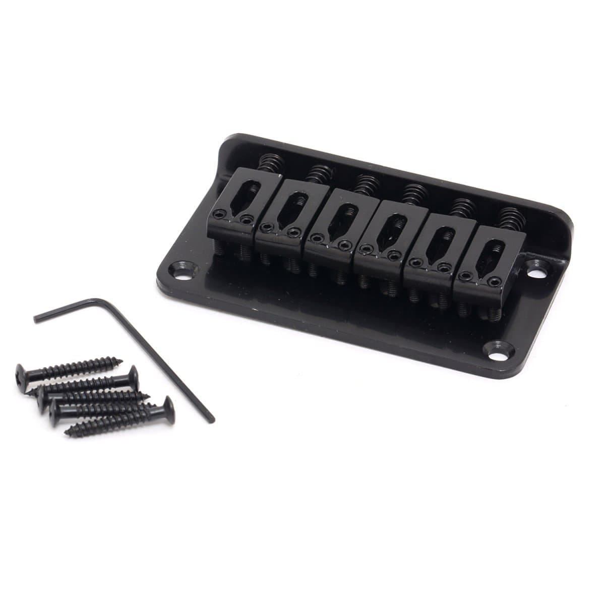 Musiclily 6 String Non-Tremolo Guitar Fixed Saddle Top Load Hardtail Bridge for Fender Strat Tele,Black