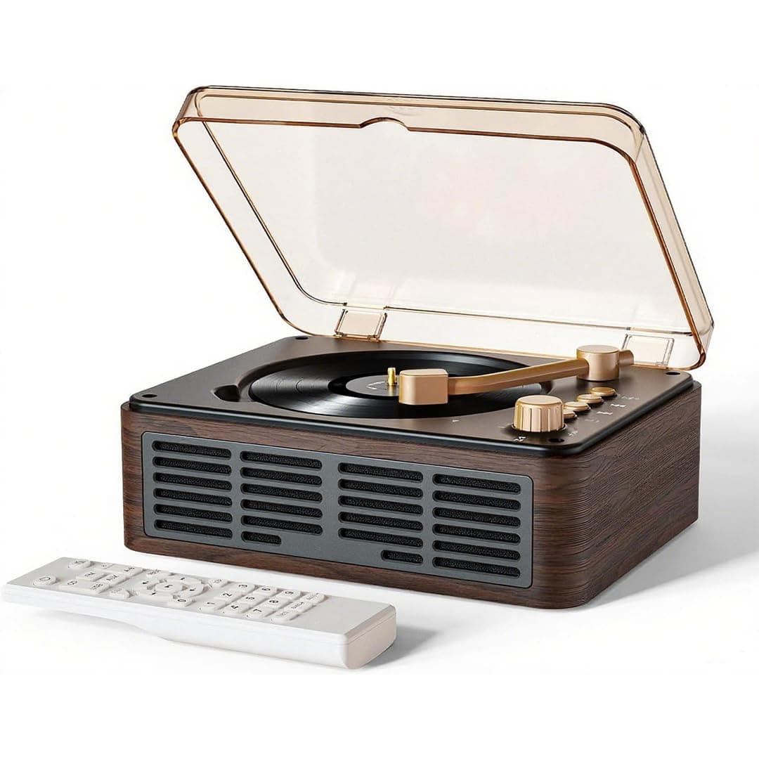 CD Player with Speakers Bluetooth Nostalgic Retro Portable CD Players for Home Wood Music Player FM Radio for HomeWired and Remote Control-Walnut Brown