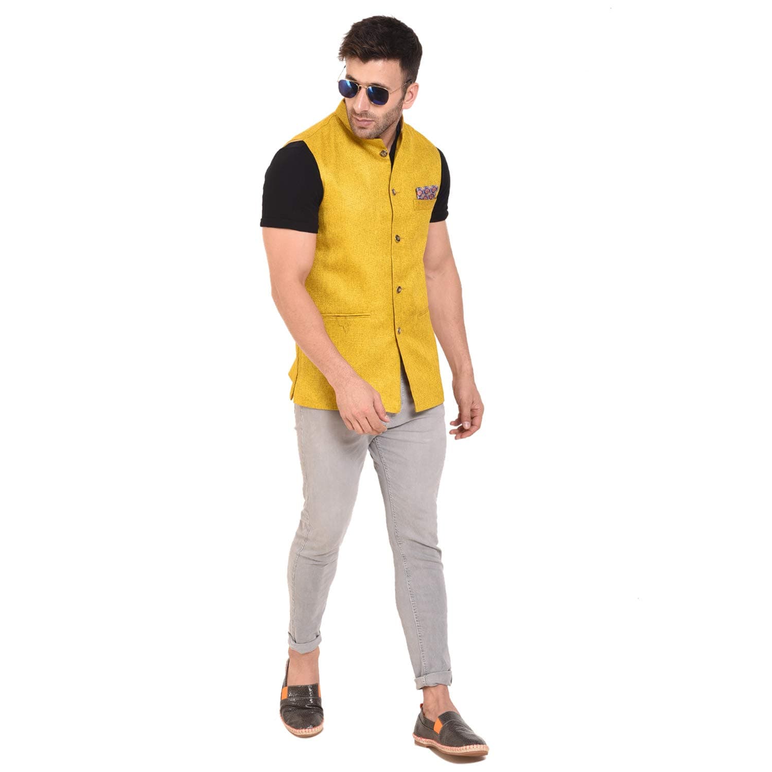 Rangoli Jaipur Jute Modi Jacket/Nehru Jacket for Men