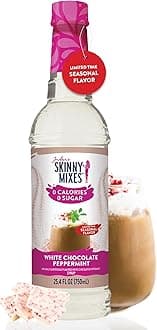Jordan's Skinny Syrups Sugar Free Holiday Coffee Syrup, White Chocolate Peppermint Flavor Drink Mix, Zero Calorie Flavoring for Chai Latte, Protein Shake, Food & More, Keto Friendly, 25.4 Fl Oz, 1 Pk
