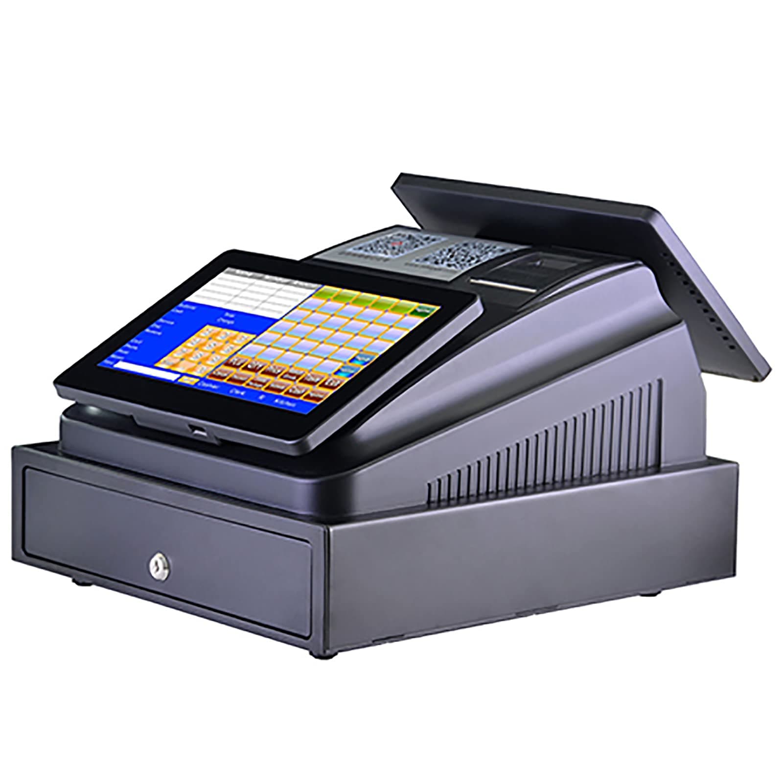 10.1'' touch pos system,POS terminal with dual display Led 8 Digital Display Retail Point of Sale System and Cash Register Drawer, 58MM Thermal Printer Software, for Retail Stores POS System