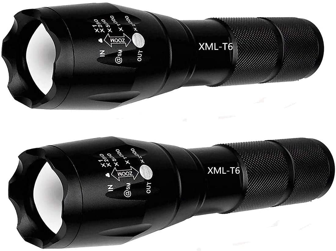 Flashlight Torch, Grade 5 Modes XML T6 3000 Lumens Led Waterproof Handheld Flashlight for Camping Biking Hiking Outdoor Home Emergency 2 Pack