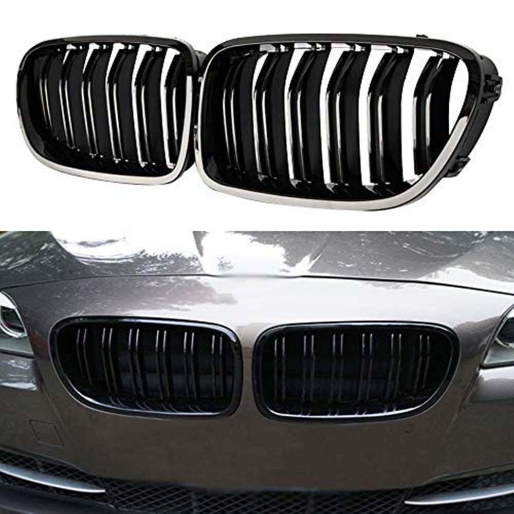 Zonsoon Front Replacement Kidney Grille Grill Compatible with BMW 5 Series F10 Glossy Black(ABS)