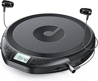 CD Player Portable CD Dsicman: with Earphones for Car with Anti-Skip Shockproof with LCD Display Support PROG Memory Repeat Function (Black)