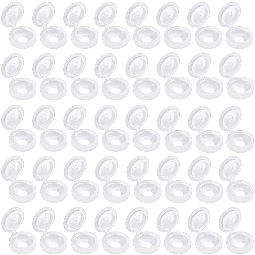 100 Pcs Screw Cover Caps, 0.34 Inch Plastic Hinged Screw Covers, Replacement Screw Decorative Covers for M4 Screws（White)