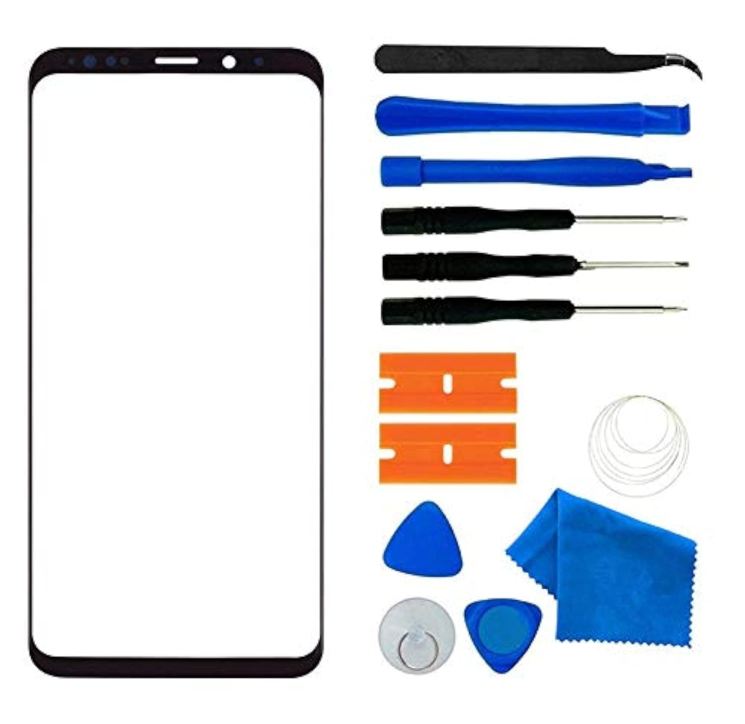 Original Galaxy S9+ Screen Replacement Front Outer Lens Glass Screen Replacement Repair Kit for Galaxy S9 Plus G965 Series (Galaxy S9+ 6.2 inch Black)