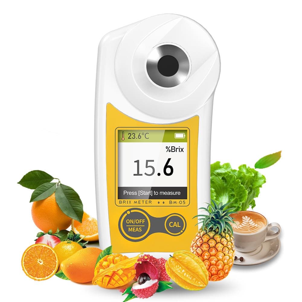 Digital Brix Refractometer brix Meter Refractometer USB C Charging Automatic Temperature Compensation Brix Refractometer Range 0-55%，±0.1% Precision