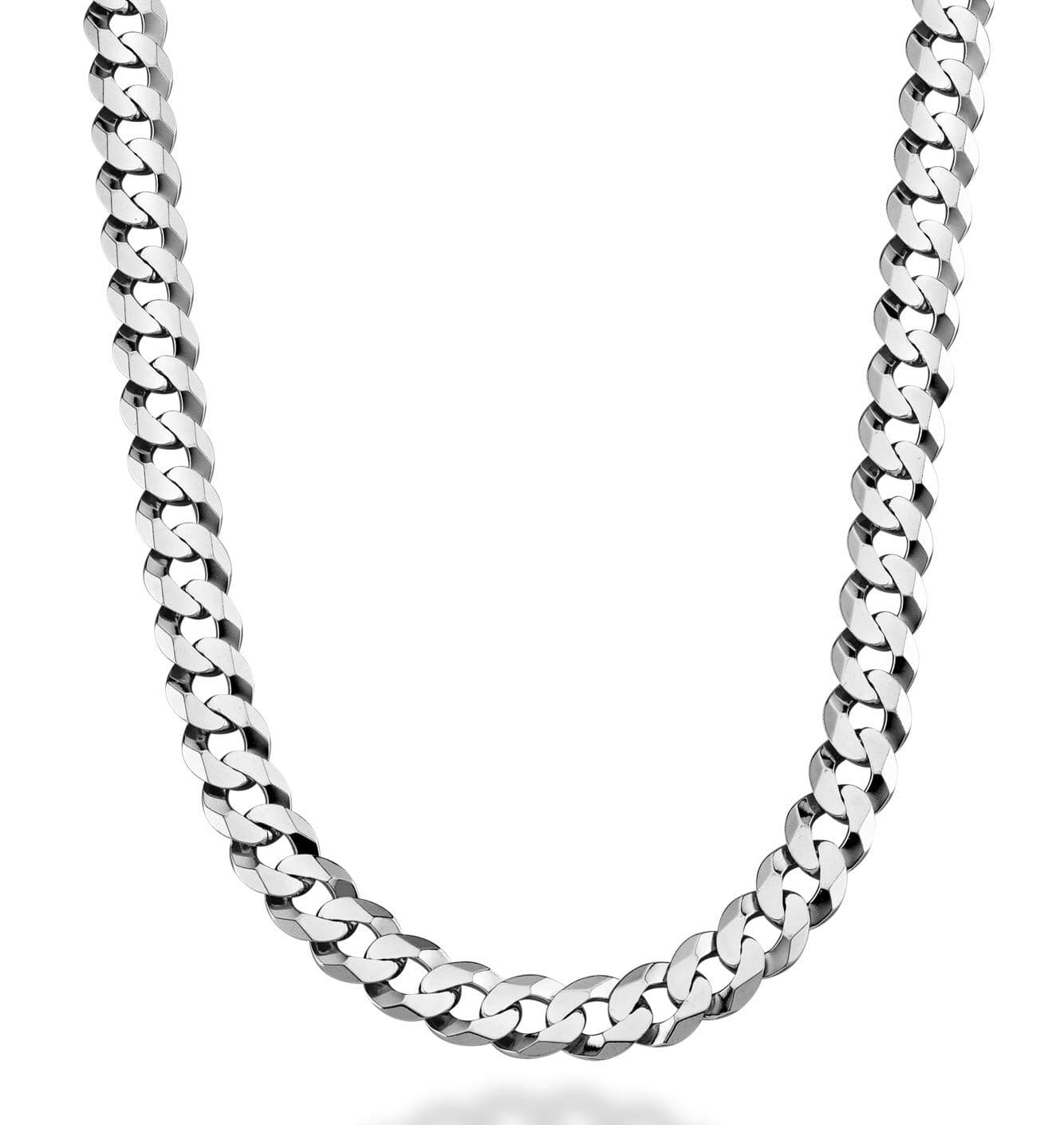 Italian Solid 925 Sterling Silver 9mm Diamond-Cut Cuban Link Curb Chain Necklace For Men, Made in Italy