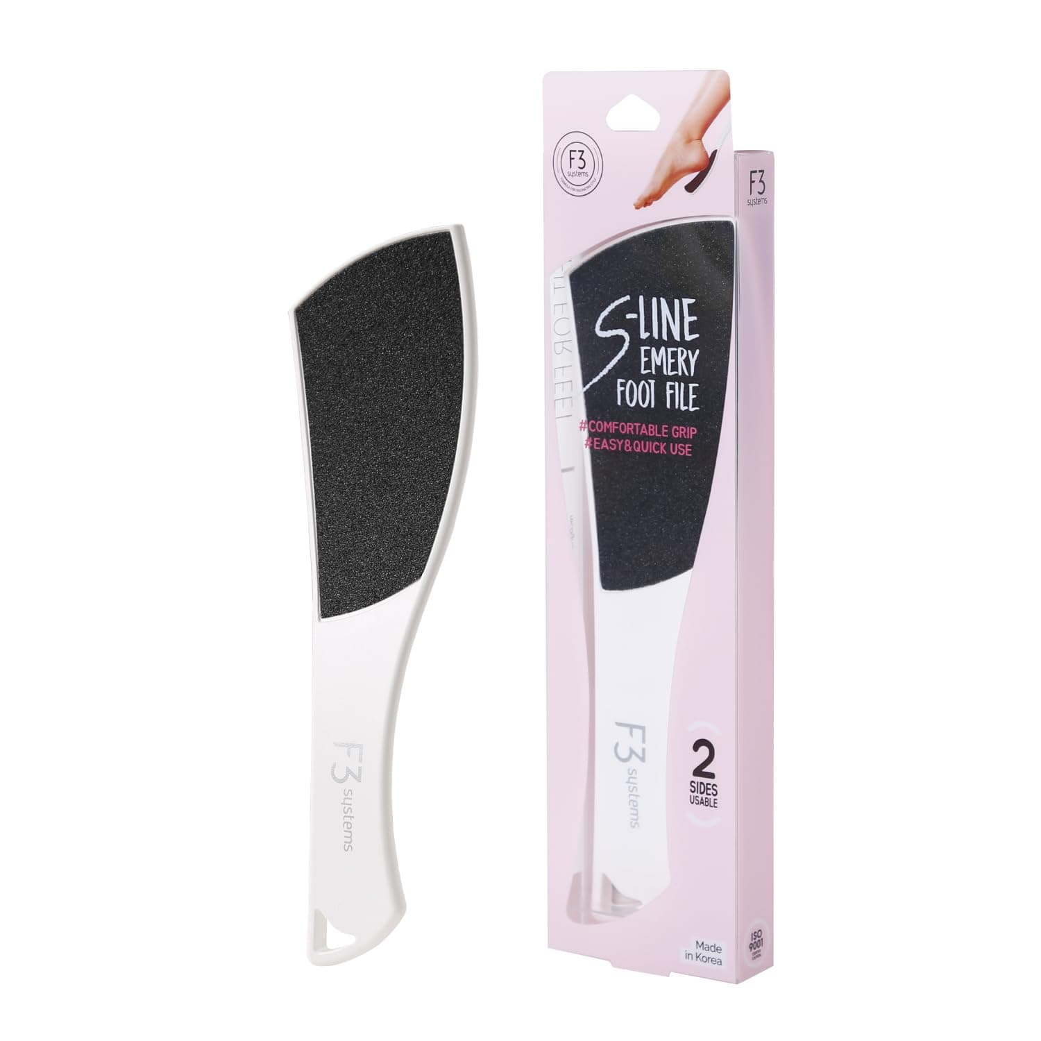 S-Line Emery Foot file, Double-Sided Pedicure Tool, Effective for Cracked Heel, Ergonomic Design for Easy Grip