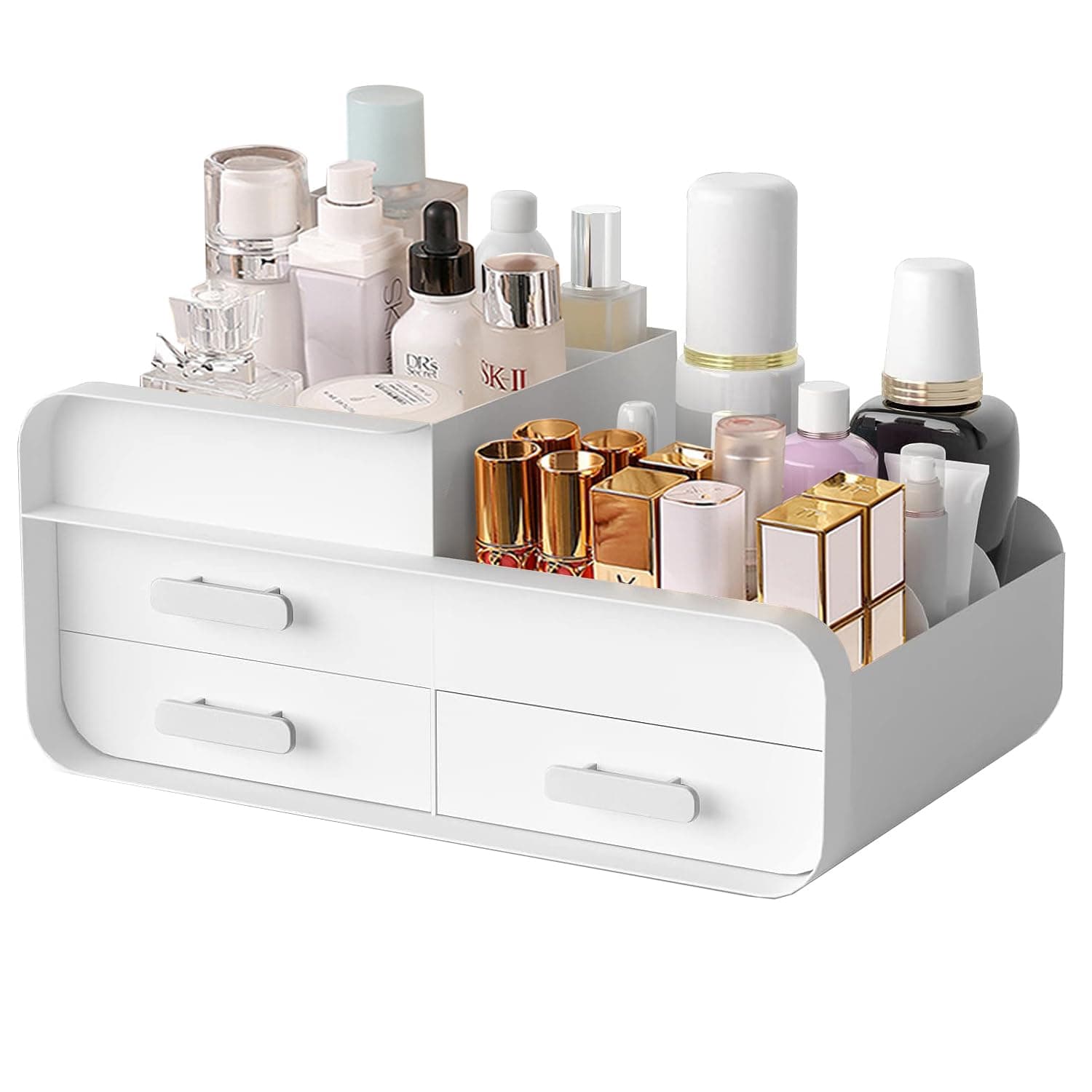 Exrp Makeup Organiser Cosmetic Storage Box, Make up Organizer Dressing Table Plastic Cosmetics Holder with Drawer for Beauty Skincare