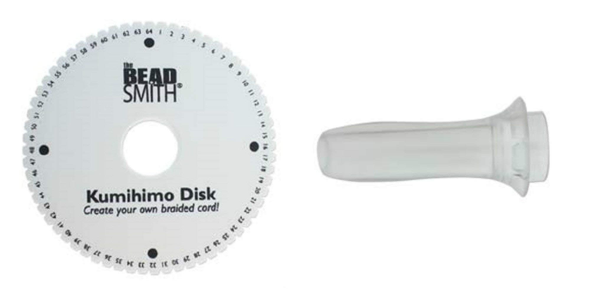 64 Slot Kumihimo Disk Plus Clear Kumihimo Handle.for use with up to 40 Strings! Extra Thick Foam for fine Threads, Wire & Beaded Kumihimo