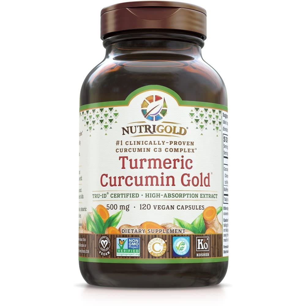NutriGold Turmeric Curcumin Gold (Features C3 Complex w/BioPerine), 500 mg, 120 Vegan Capsules