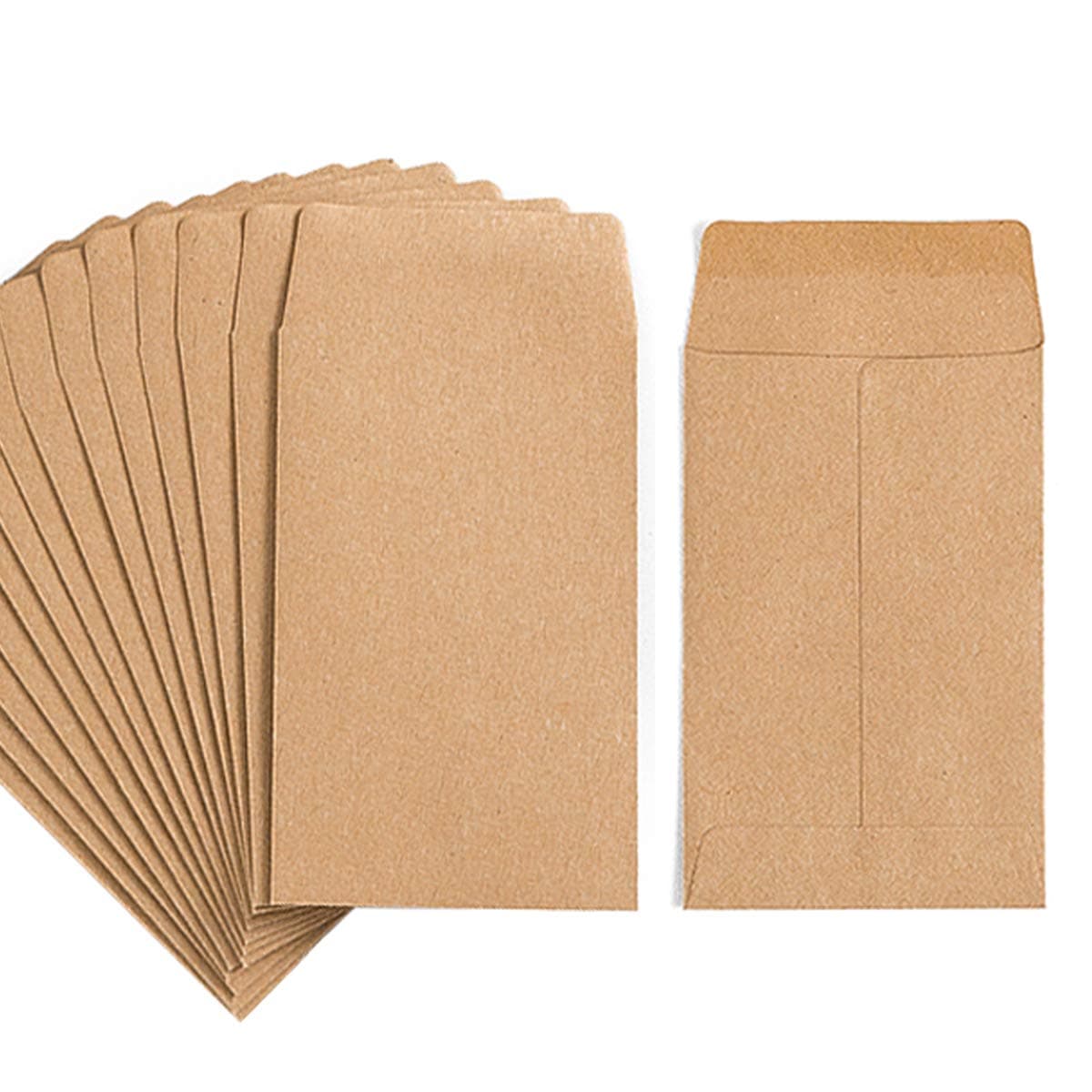 100 Pack Small Coin Envelopes Self-Adhesive Kraft Paper Seed Envelopes Mini Parts Small Items Stamps Storage Packets Envelopes for Garden, Office or Wedding Gift(2.25"×3.5") (100)