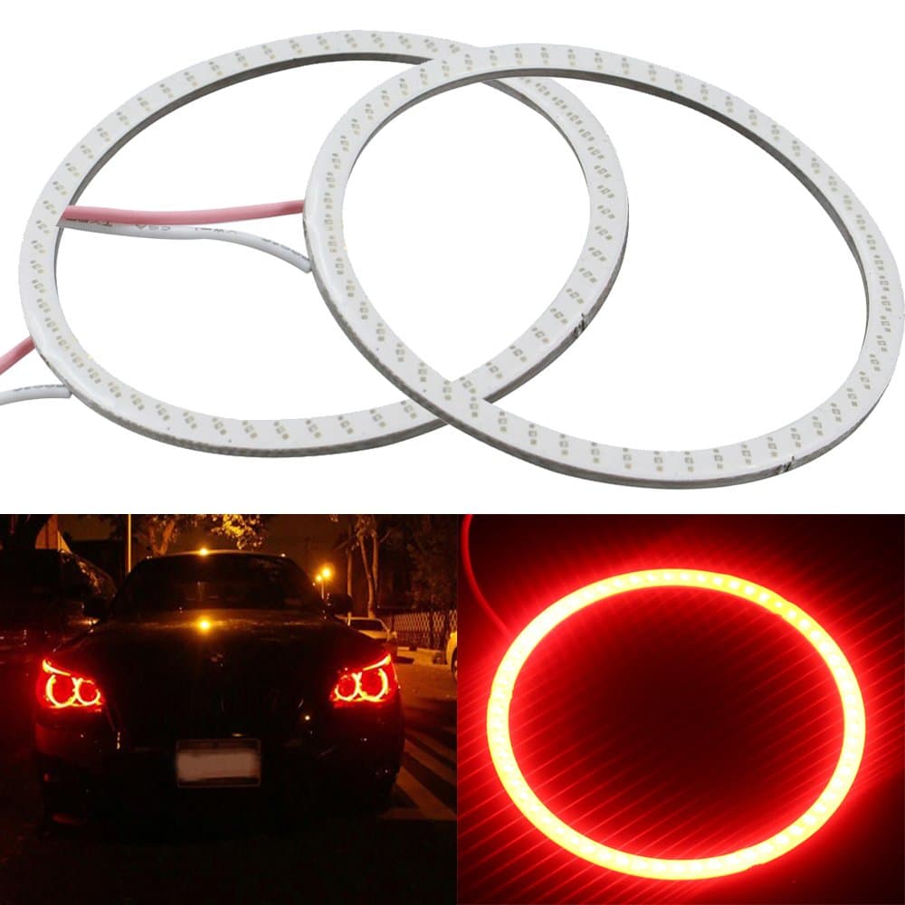 Everbright 2-Pack 60MM, 2.3″,12V Red Car Angel Eye COB Light Halo Circle Ring Head Light Lamp for BMW Benz Headlight