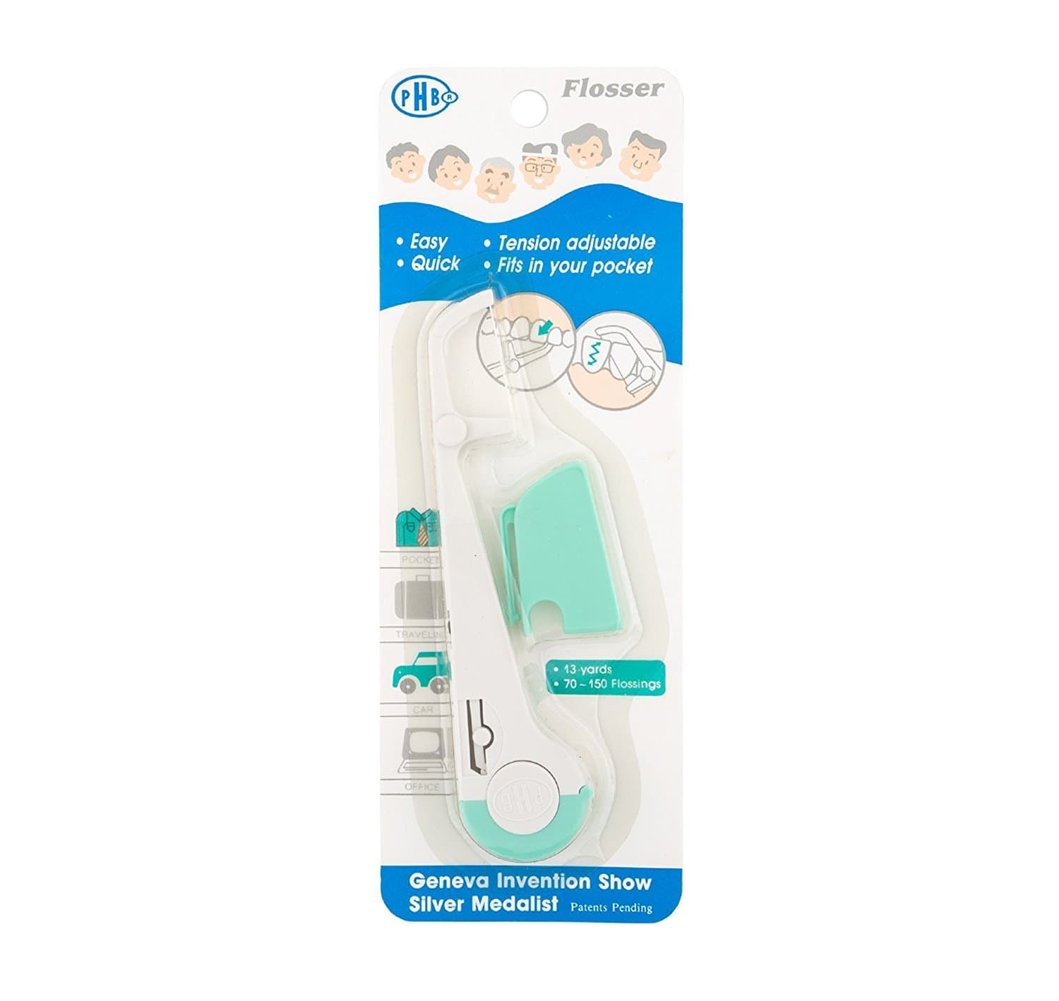Tension Adjustable and Reusable Pocket Flosser (12 Pack)