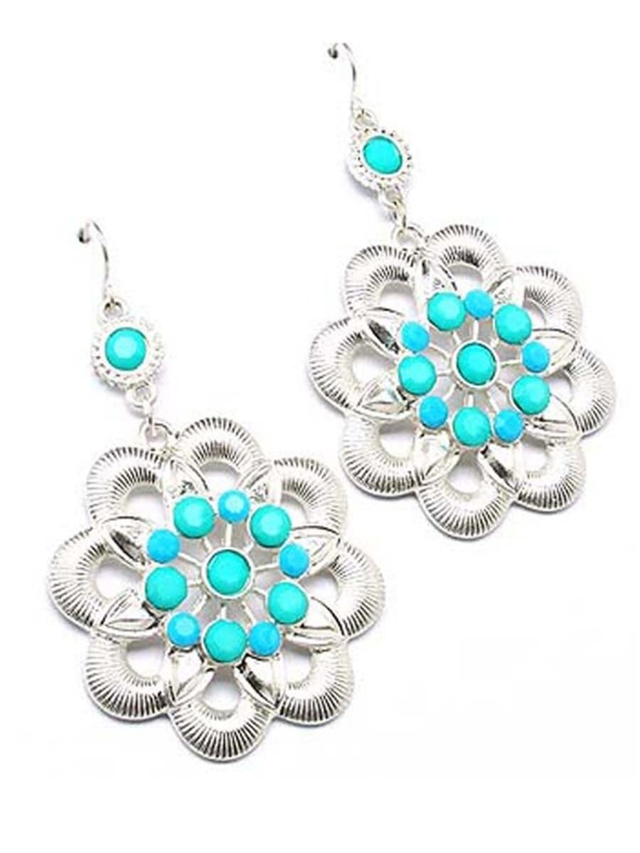 Style Tryst Colbie Flower Earrings - Turquoise