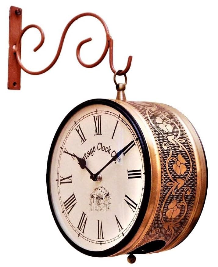 Vintage Clock Handcrafted Double Side Wall Clock 1 Year Warranty / 6509-8-RR