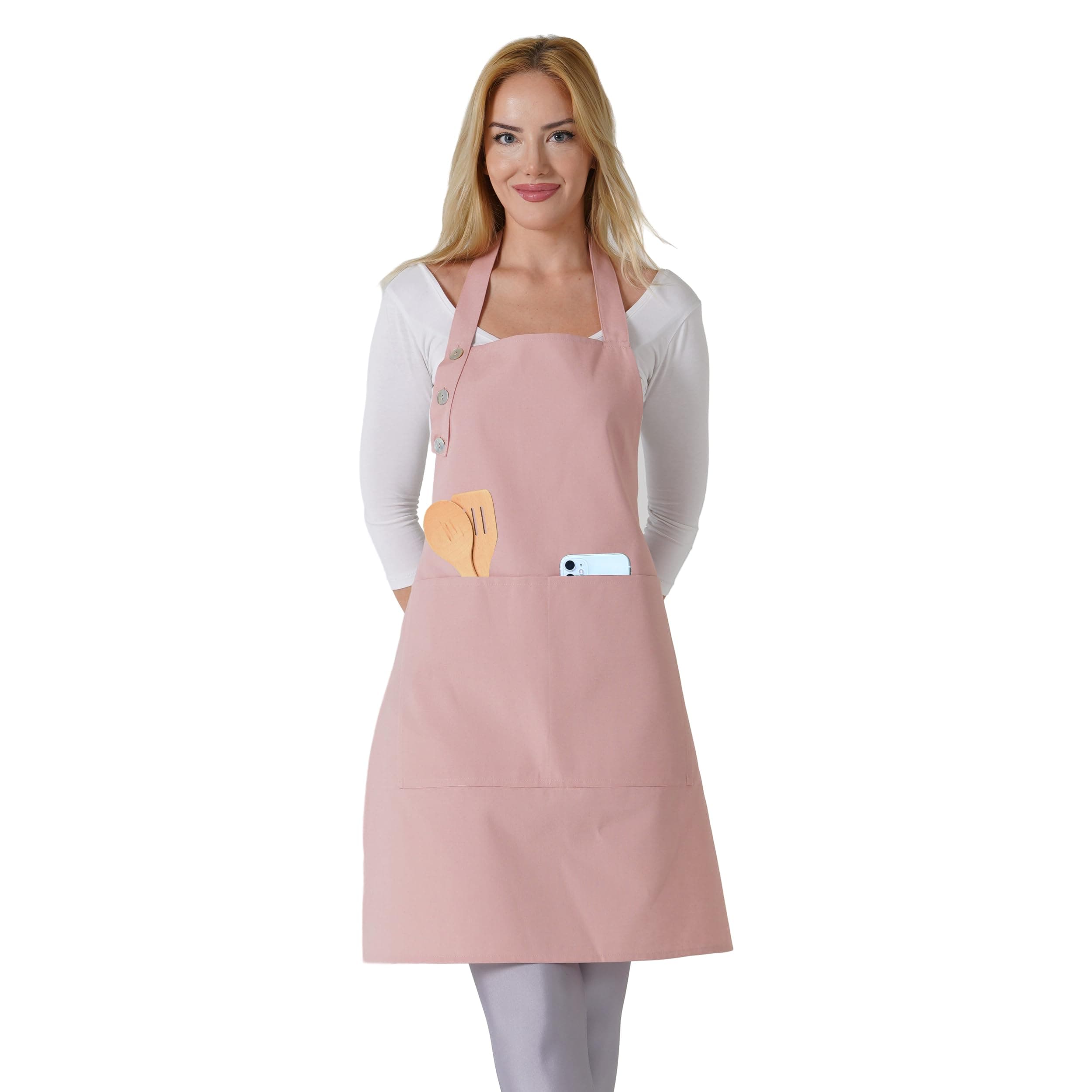 TOSHE Kitchen Apron Waterdrop Resistant Cotton Apron with adjustable Aprons f...
