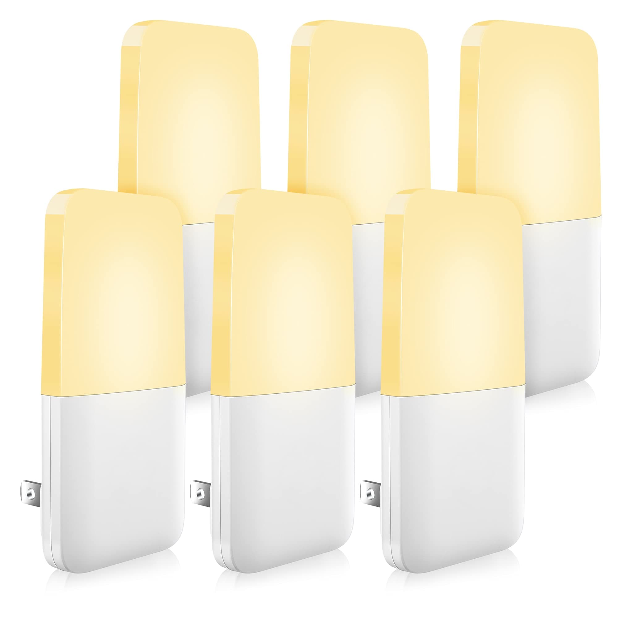 Plug in Night Light, Warm White LED Nightlights with Smart Dusk to Dawn Sensor for Kids, Nursery, Ideal for Bedroom, Bathroom,Hallway, Stairs, Kitchen, 6 Pack