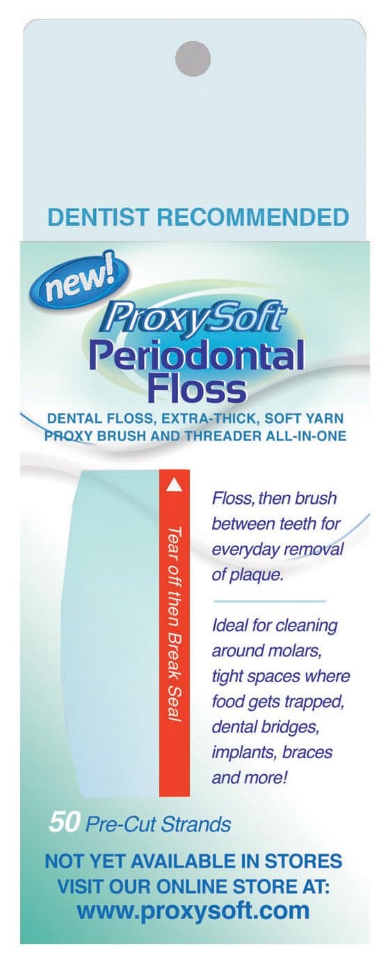 Dental Floss Threaders with Built-in Thick Yarn Proxy Brush for Daily Dental Care of Periodontal Disease - Dental Floss for Braces, Orthodontic Flossers - Periodontal Floss by ProxySoft (2 Packs)