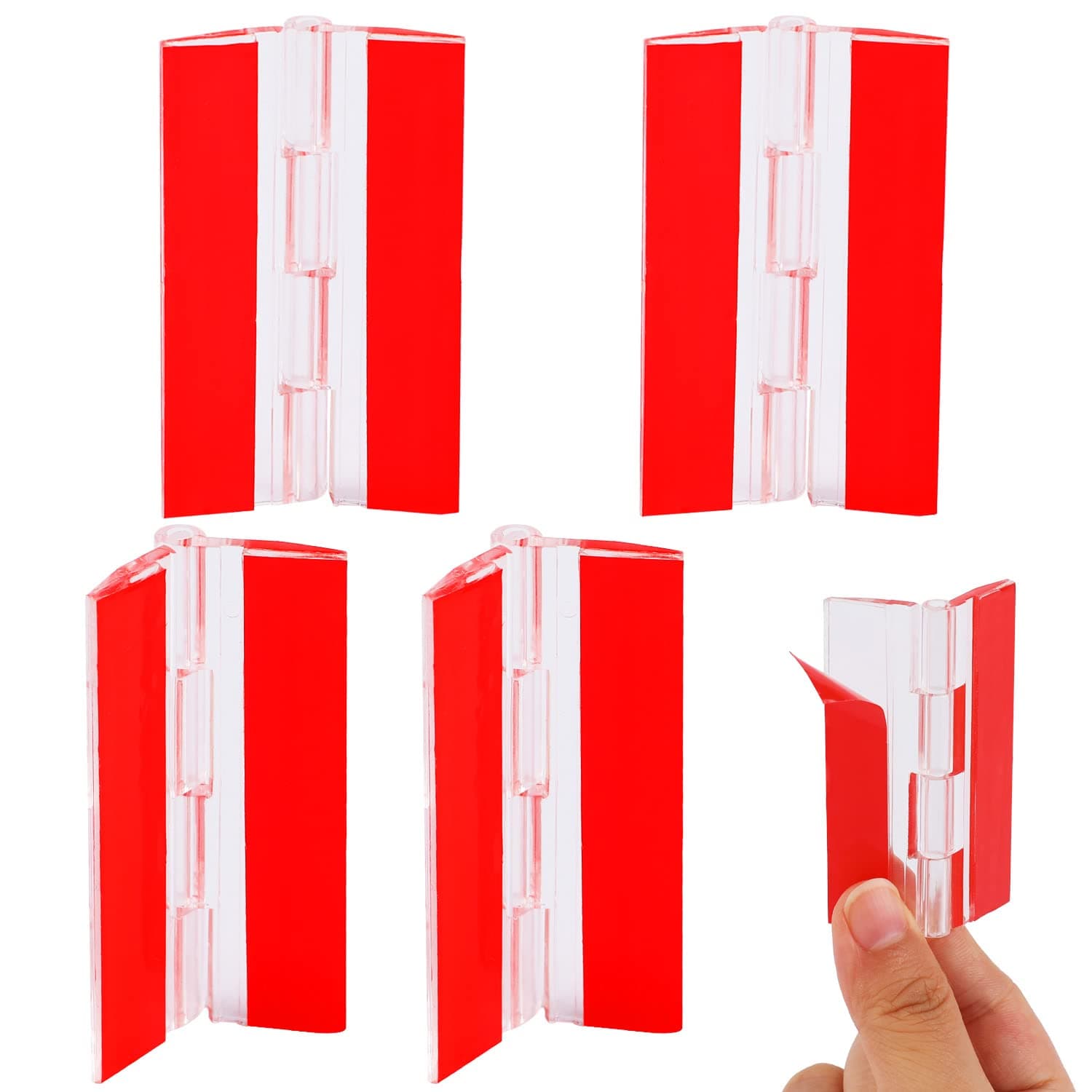4 Pcs Self-Adhesive Clear Plastic Hinges - Acrylic Continuous Piano Folding Hinges for Crafts, Aquarium Lid, Cabinet, Furniture, Display Stand - 65x40 mm