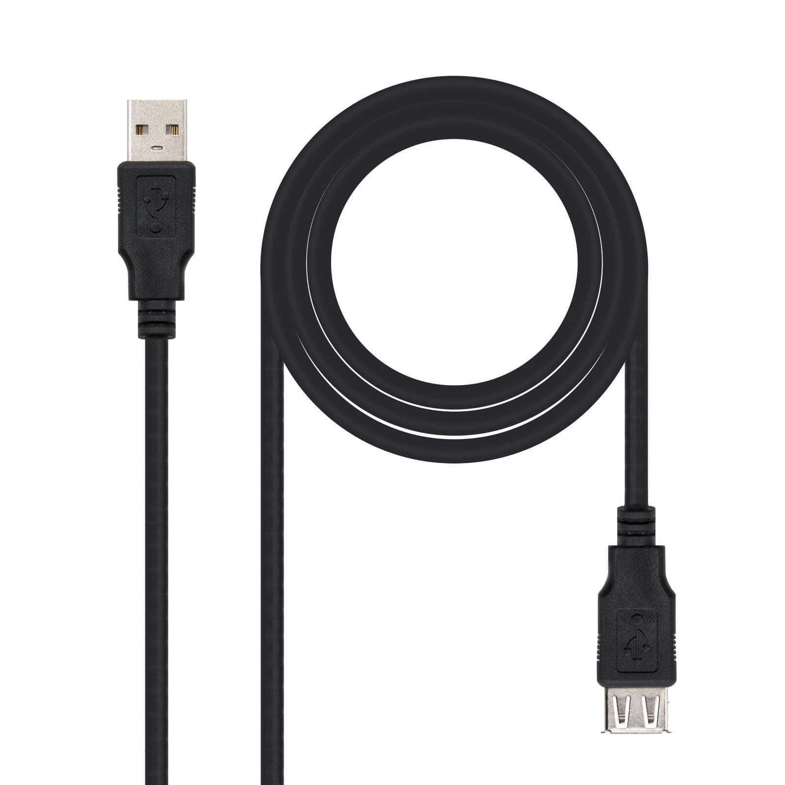 NanoCable 10.01.0202-BK - USB 2.0 extension cable, male, black, 1mts
