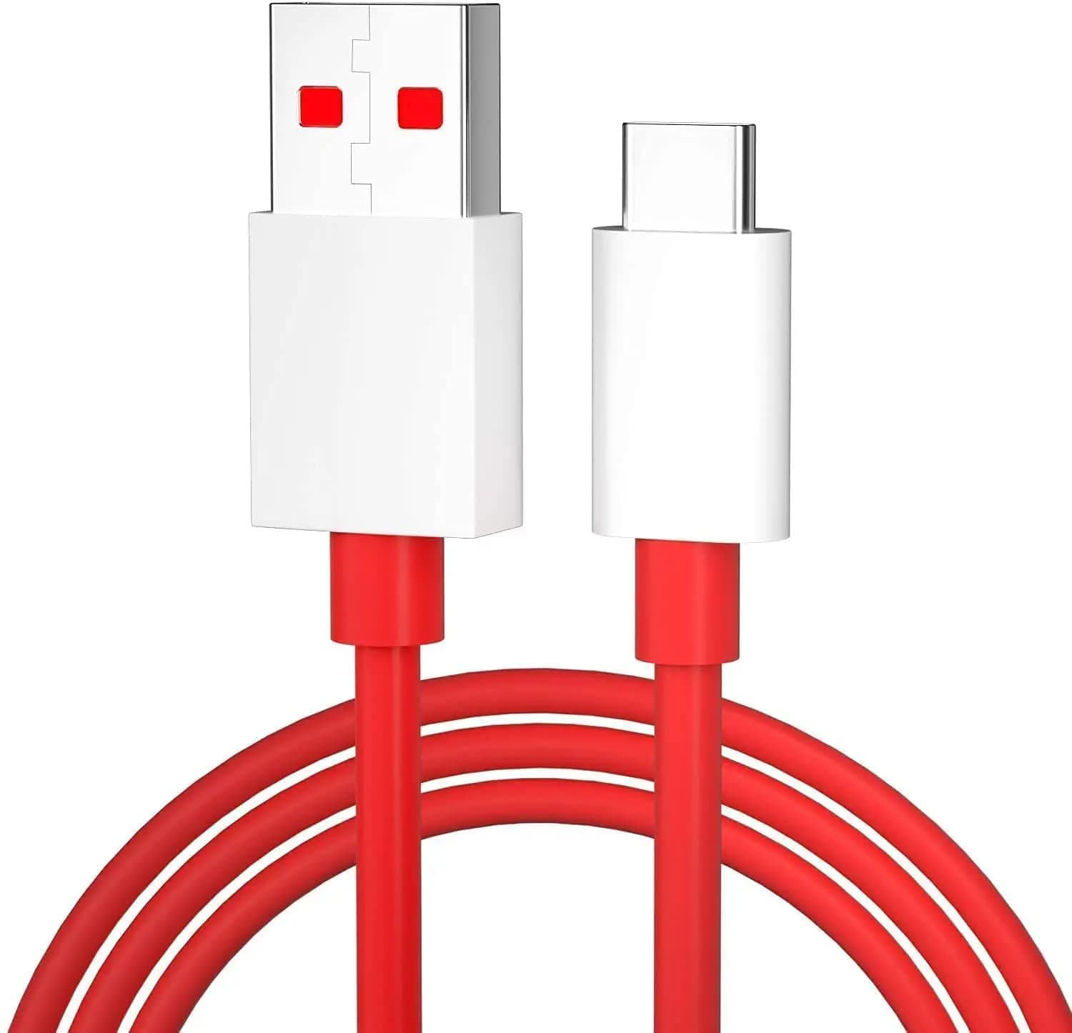 GO SHOPS 65W OnePlus Dash Warp Charge Cable, USB A to Type C Data Sync Fast Charging Cable Compatible with One Plus, Smartphone, Tablet, and other Type C Compatible devices - 1 Meter, Red