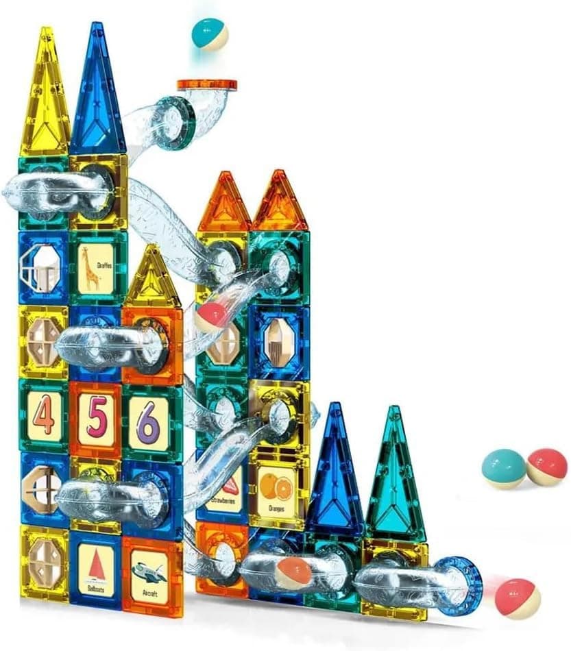 BATYCAB 97pcs Colorful Pipeline Building Block, STEM Learning and Creative Imagination Inspirational Educational Tiles Toy for Kids