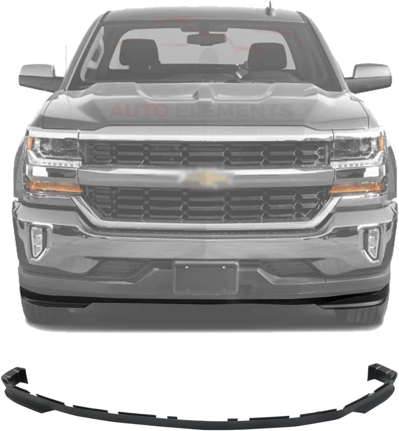 New Front Lower Valance Air Deflector Textured Plastic For 2016-2018 Chevrolet Silverado 1500 All Cab Types Direct Replacement GM1092250