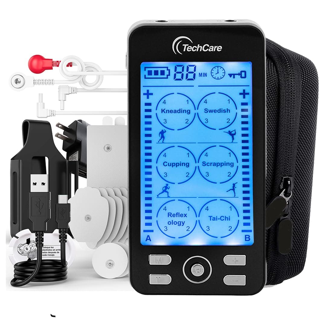 Tens Unit Plus 24 Muscle Stimulator Device Machine Pulse with Protective Cover Case Sciatica Plantar Fasciitis Tennis Elbow Back Shoulder Neck