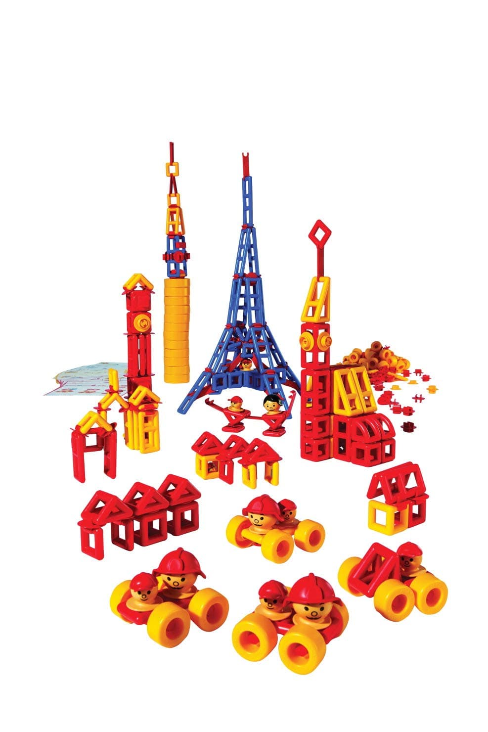ToyCentre Plasticant Mobilo 330 Construction Set II, 424 Pieces Including 12 Large Wheels & 16 Building Instructions 330 Construction Set, Red, Yellow, Blue