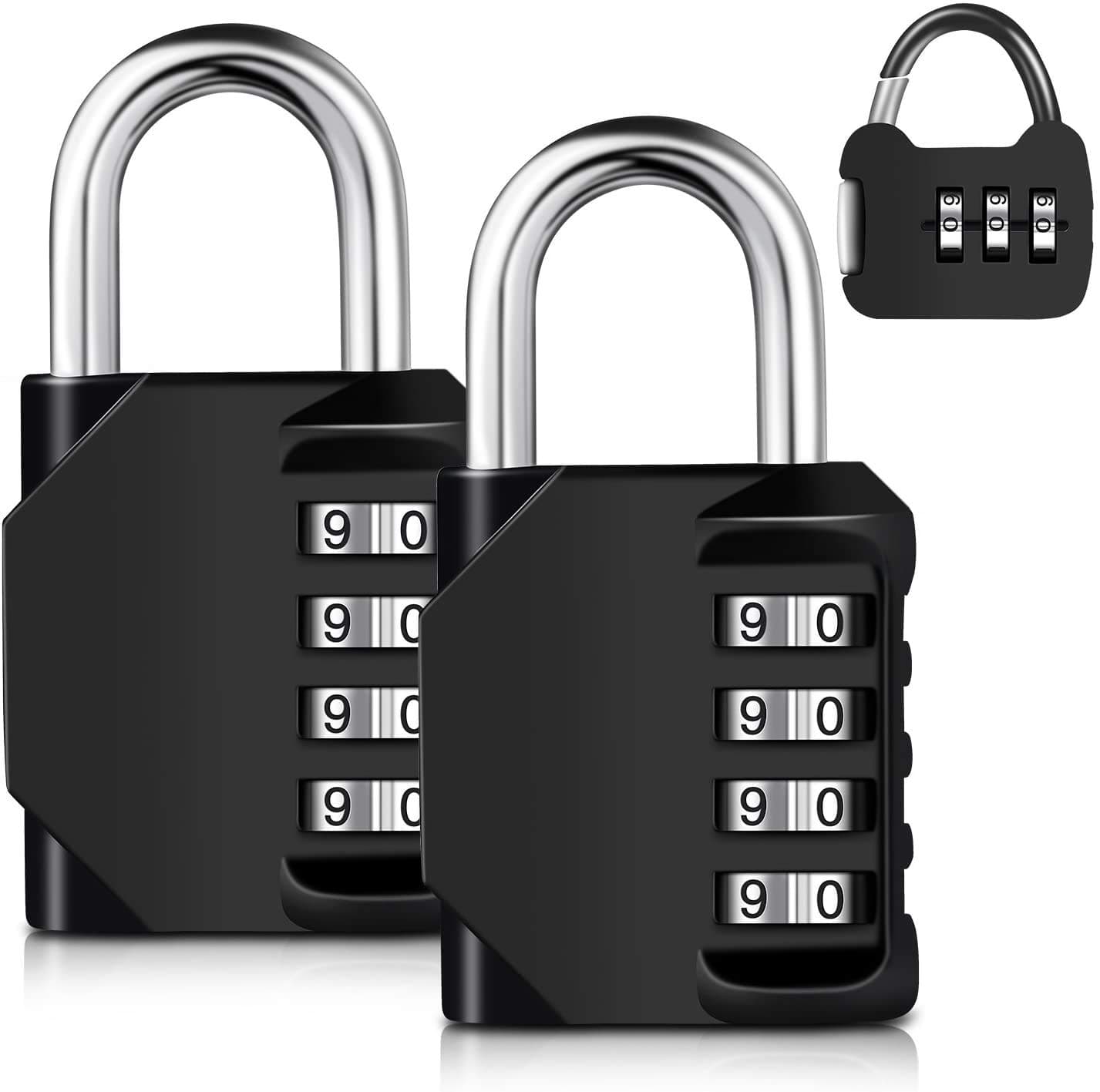 Combination Lock, Adoric Life Gym Lock 4 Digit Combination Lock Small for Gym, School, Fence, Toolbox, Case, Hasp Storage - Easy to Set Your Own Keyless Padlock combination-3Pack Black
