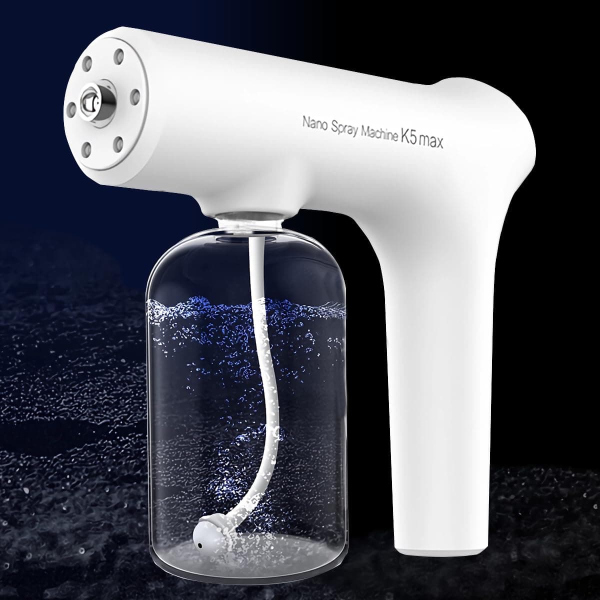 Atomizer Sprayer Rechargeable Nano Mist & Barber Spray Gun– Electrostatic Portable Sprayer with Blue Light for Home, Office & Travel