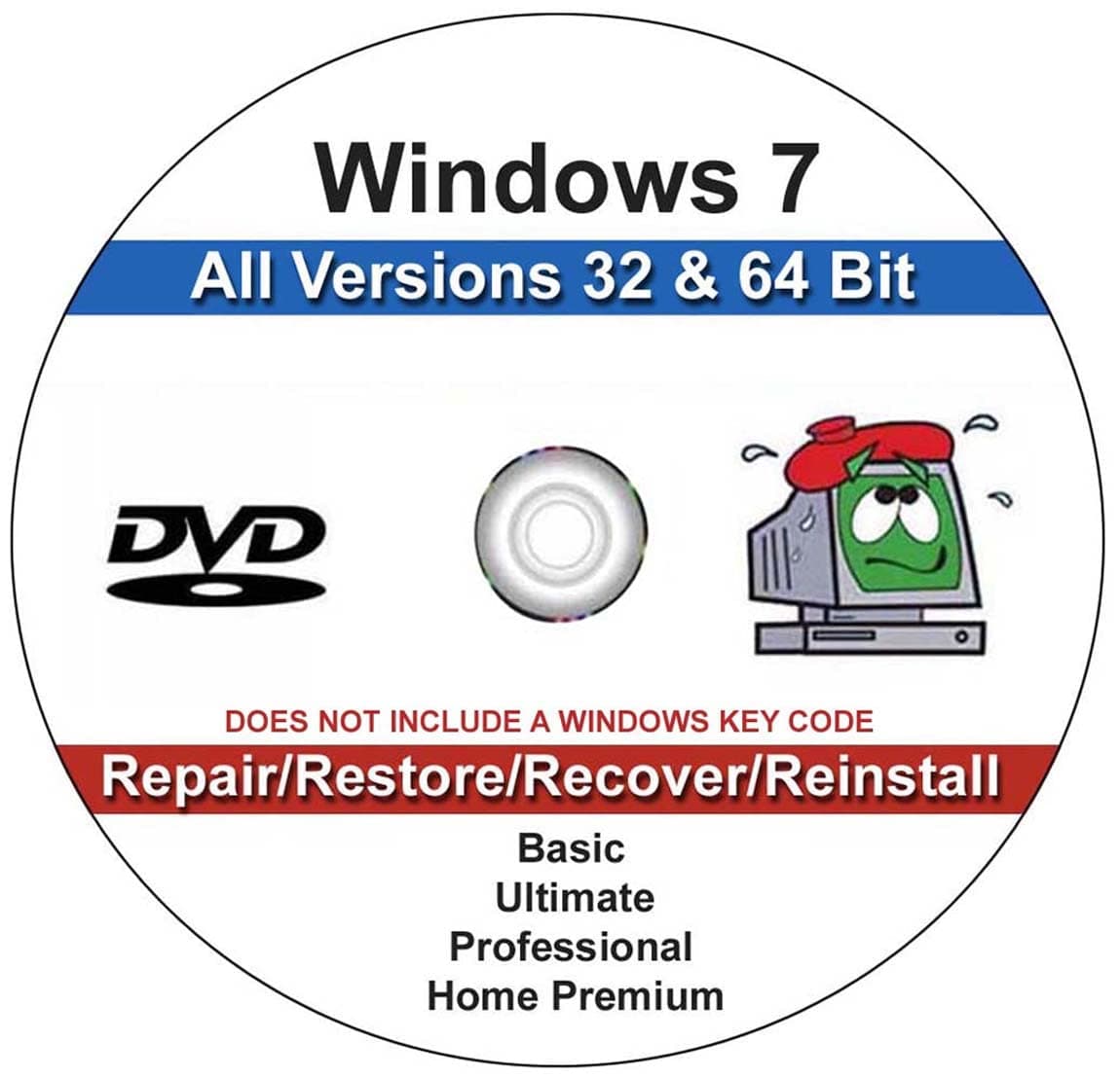 9th & Vine 2 DVDs Compatible With Windows 7 32-64 bit All Versions Professional, Home Premium, Ultimate, Basic. Install To Factory Fresh, Recover, Repair and Restore Boot Disc. Fix PC
