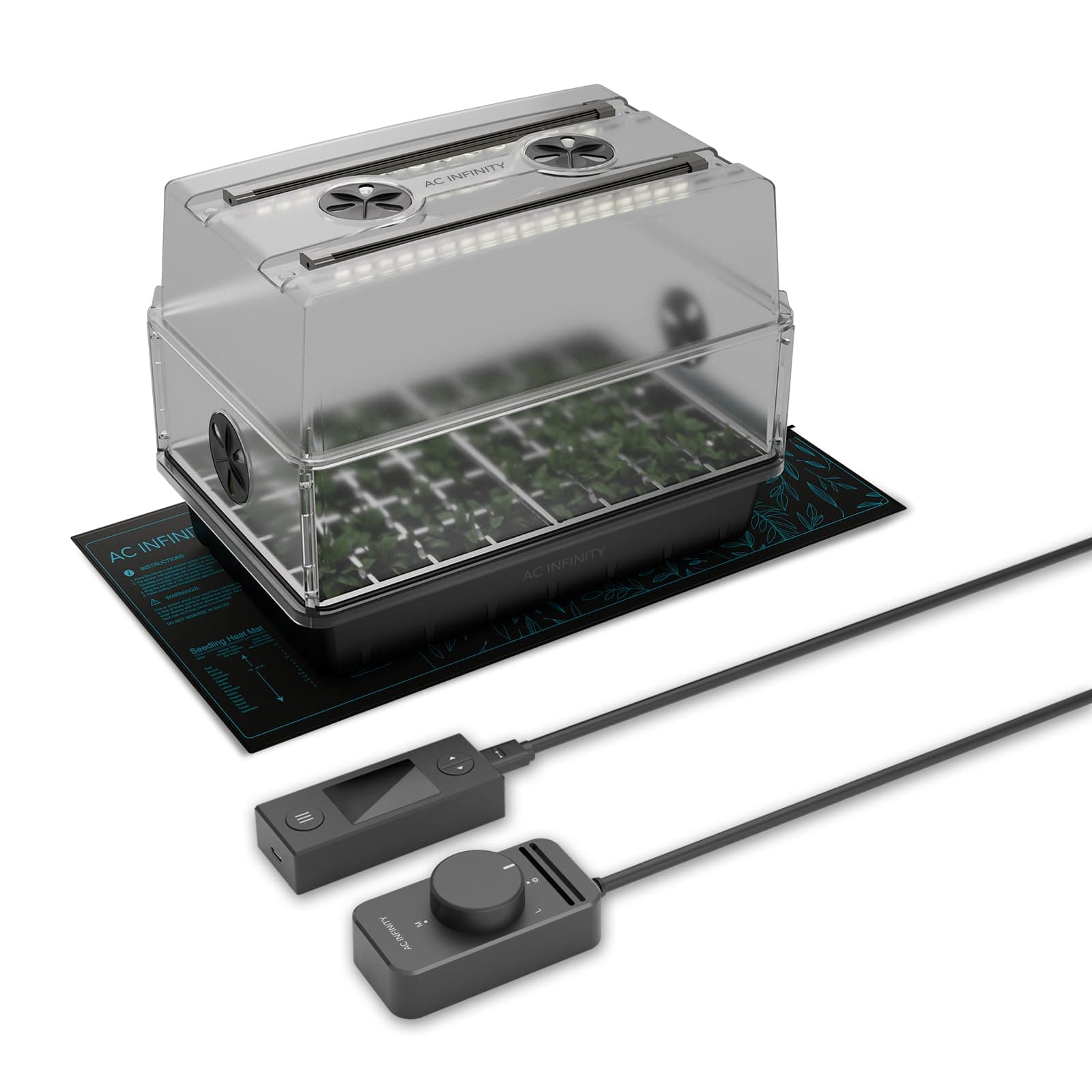 Humidity Dome, Germination Kit with Waterproof Seedling Mat and Dimmable LED Grow Light Bars, Vented Height Extension Panels, for Indoor Gardening, Seed Starting, Plant Cloning (Full Kit)