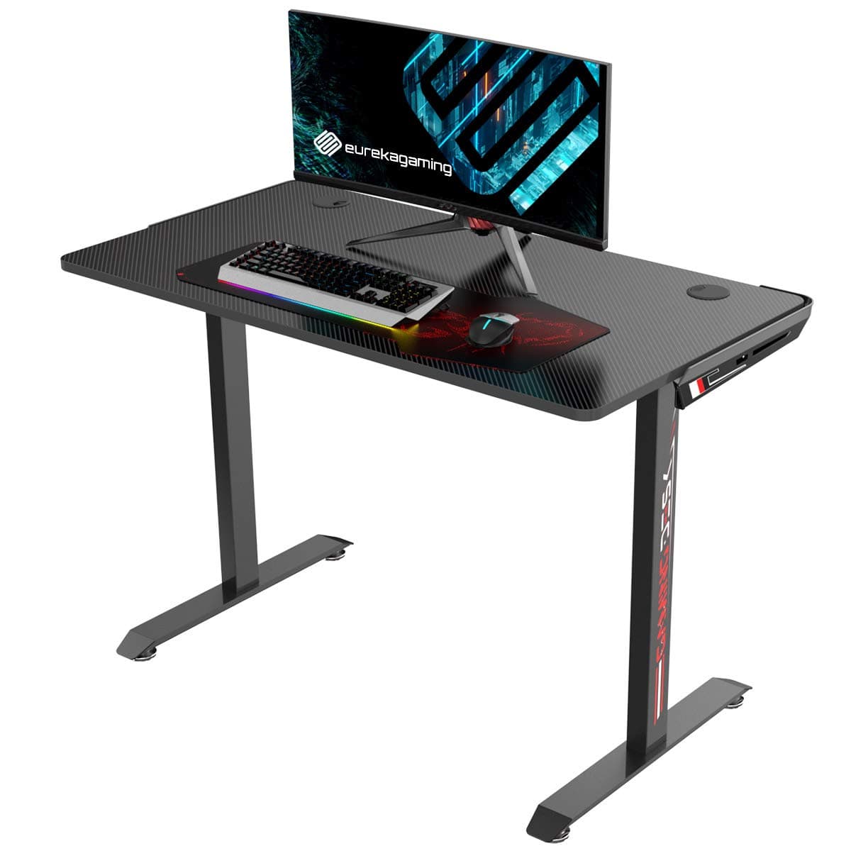 EUREKA ERGONOMIC Gaming Table I1 Gaming Desk with Cable Management System PC Gamer Table Computer Desk (115 x 60 cm)