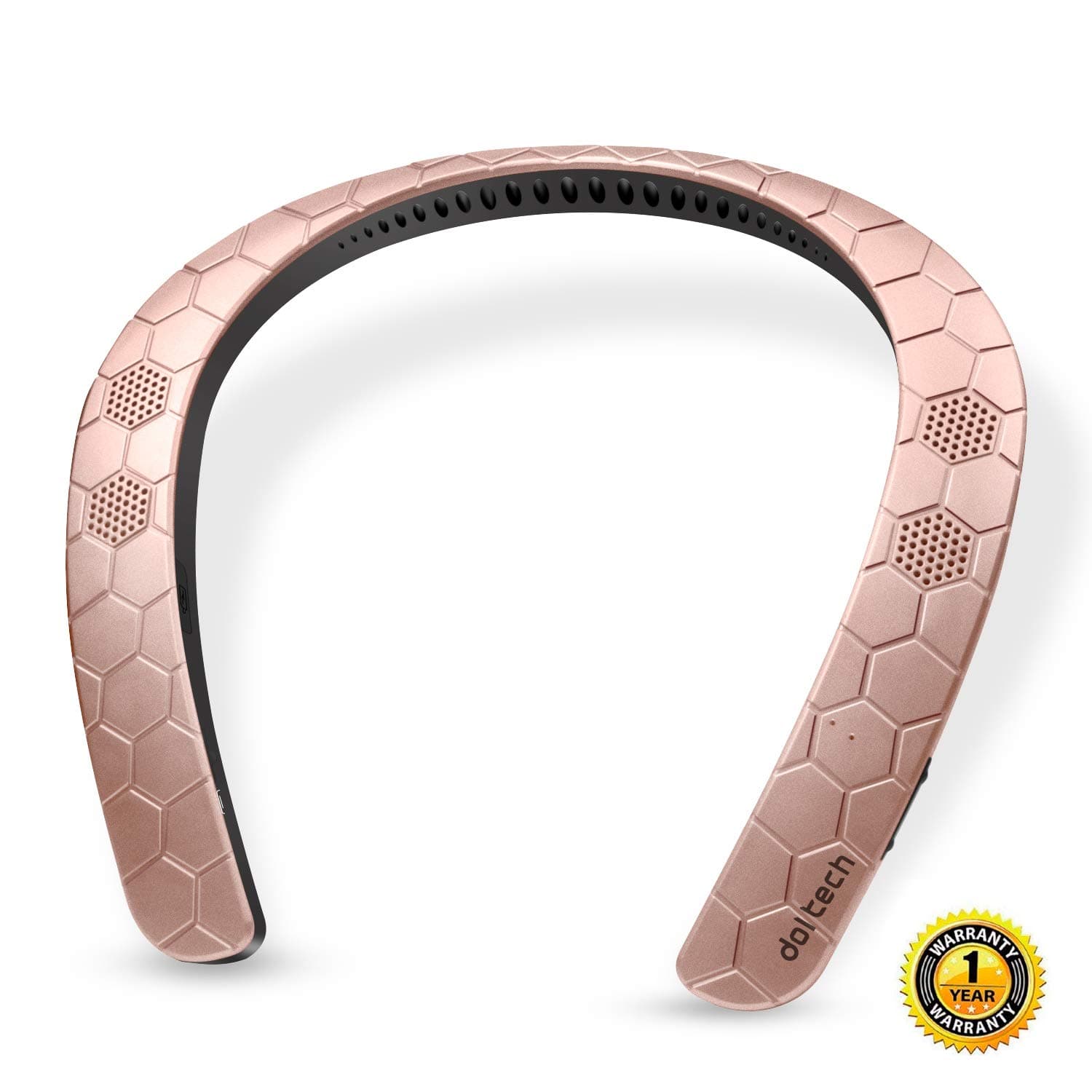 Doltech Bluetooth Speakers, Wearable Bluetooth Speakers, Neckband Bluetooth Speakers, Wireless Speakers with Mic, Listen to Music, Quality 3D Sound, Hands-Free Phone Calls (Rose Gold)