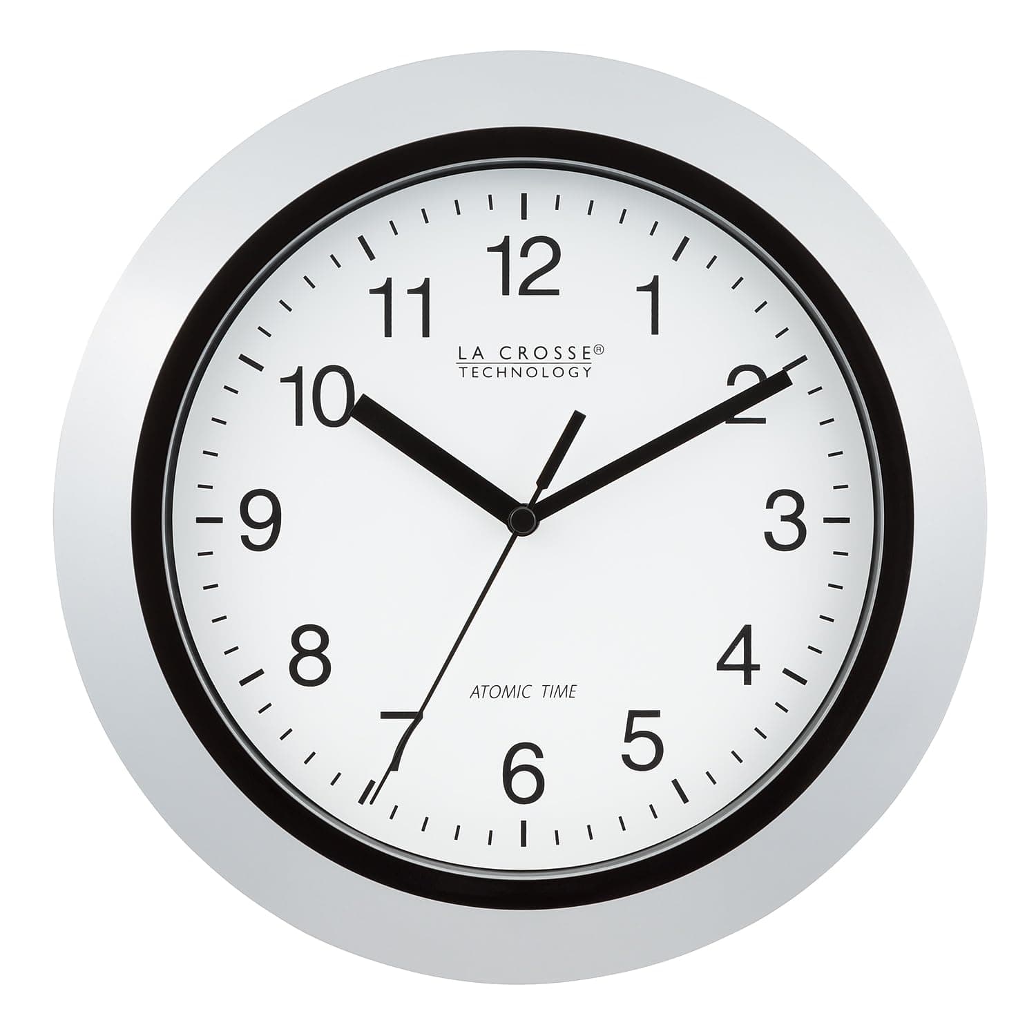La Crosse Technology WT-3102S Atomic Analog Wall Clock, 10", Silver