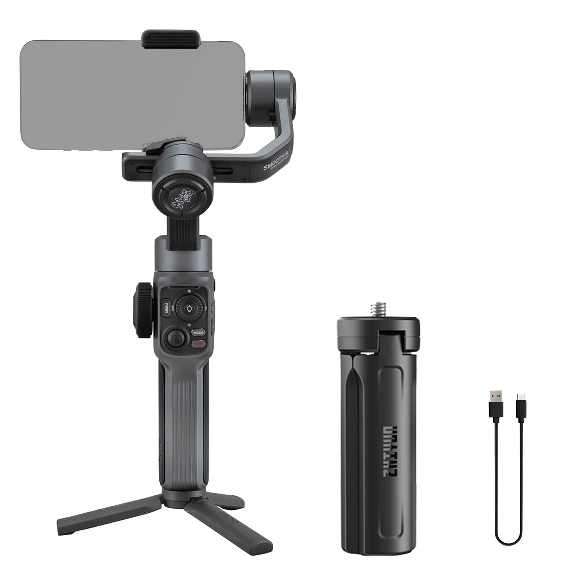 Smooth 5 Professional Gimbal Stabilizer for Android iPhone, 3-Axis Handheld Smartphone Gimbal, Face Tracking, Vlogging Stabilizer, YouTube TikTok Video, Portable and Foldable, Big Size Phone
