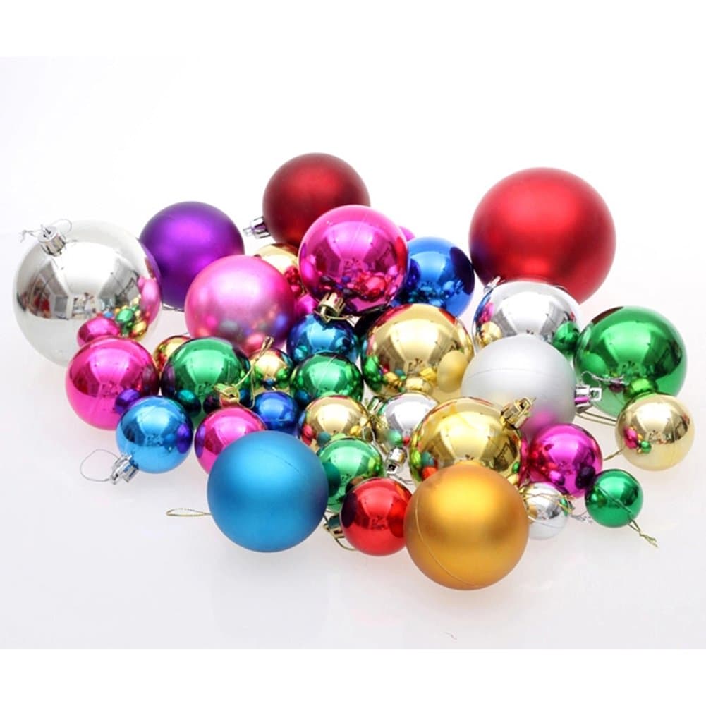 Different Size Christmas Balls Ornaments 36 Pieces One Package