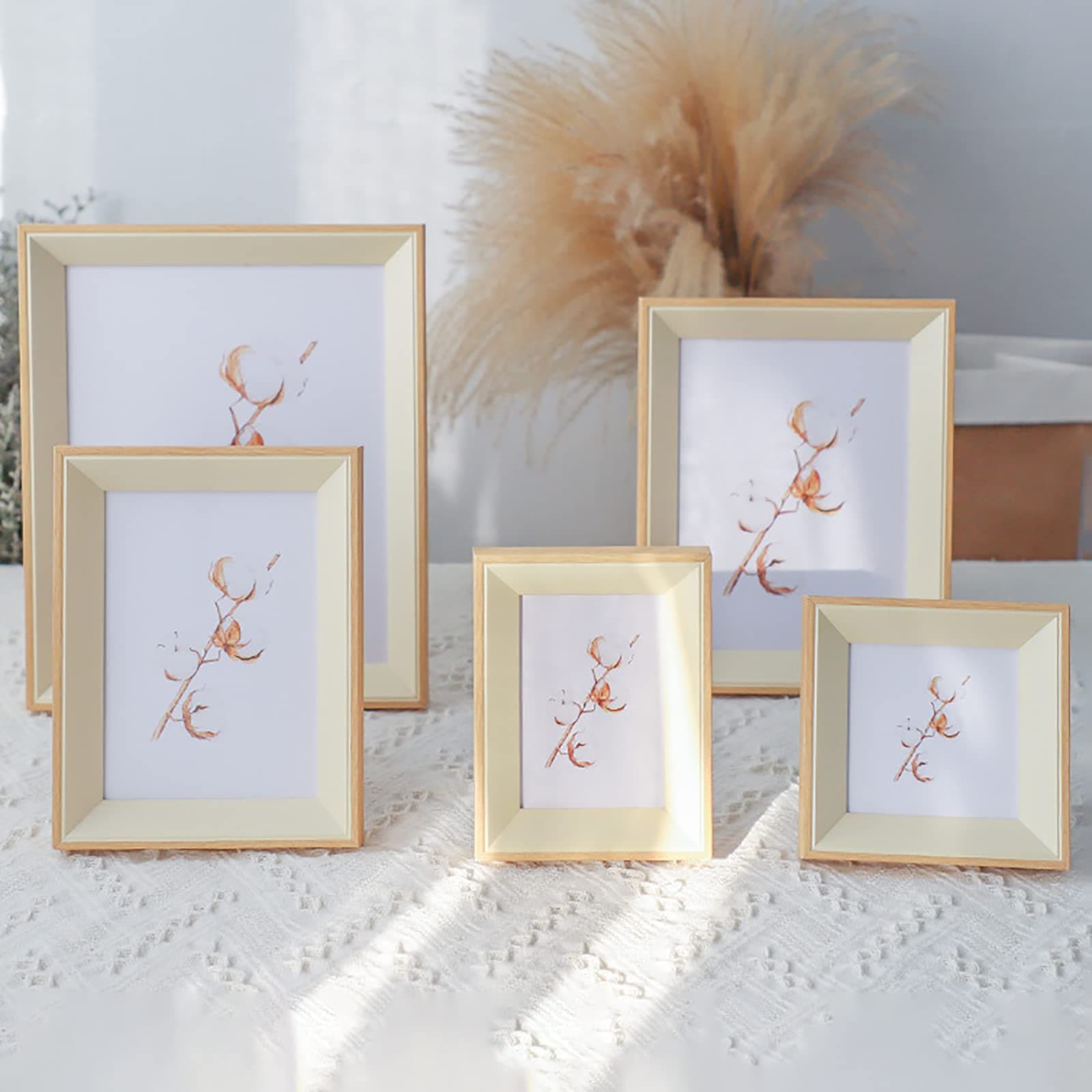 Black Frame With Clear Perspex Sheet Wall Mounted Hooks Photo Frame Poster Frames Picture Frame White Gold Blue Beige, Beige-21*29.7cm