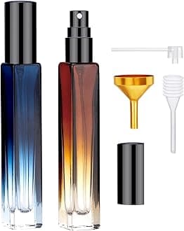 Segbeauty 2 Pack Perfume Atomizer, 10ML Empty Refillable Glass Spray Bottles for Cologne, Portable Leak-proof Fine Mist Perfume Dispenser, Travel Must Sample Bottle Toiletries Press Pump Container