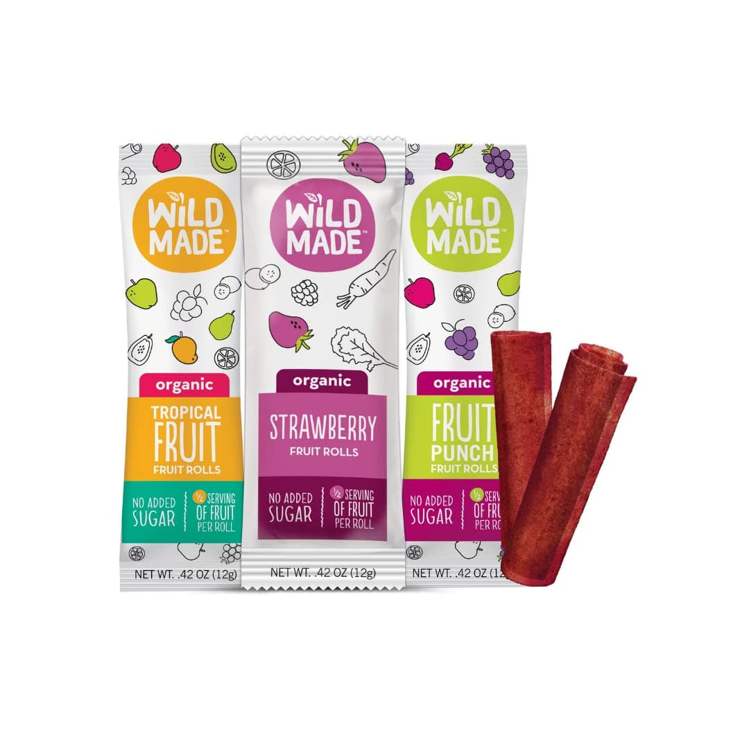 Wildmade Fruit Rolls (Variety Pack) Organic Fruit Snacks with No Added Sugar for Kids and Adults - Gluten-Free, Non-GMO, Vegan - 18 Pack