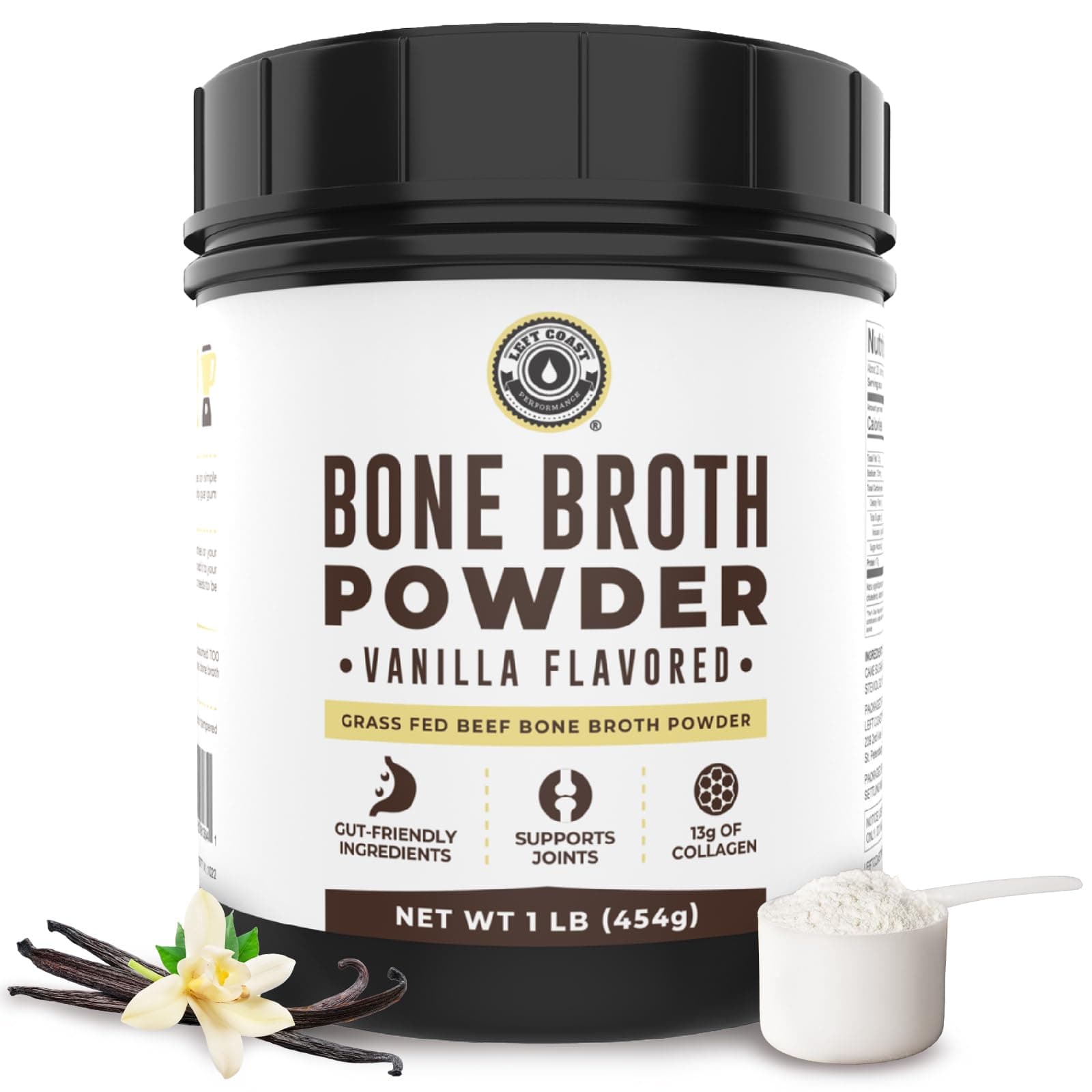 Bone Broth Protein Powder Vanilla 470ml, Grass Fed - Non-GMO, Gut-Friendly, Dairy Free Protein Powder,
