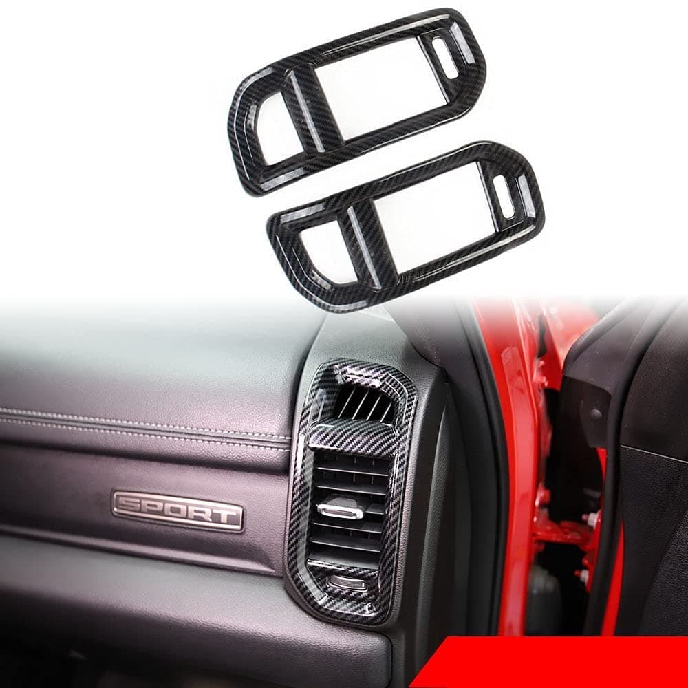 Carbon Fiber Dashboard Side A/C Vent Frame Cover Trim for Dodge RAM 1500 2019-2021