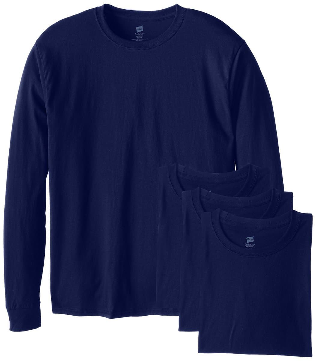mens Essentials Long Sleeve T-shirt Value Pack (4-pack) Essentials Long Sleeve T-shirt Pack, Crewneck Cotton Tees, 4-pack (pack of 4)