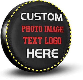 Custom Spare Tire Covers, Design Your Own Personalized Text Image, Customized Spare Tire Cover Waterproof Dust-Proof Tire Protectors for Jeep Camper Truck Travel RV SUV Universal All Vehicles